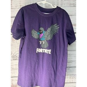 Fortnite T Shirt Kids Medium Purple‎ Raven Graphic Tee Epic Games